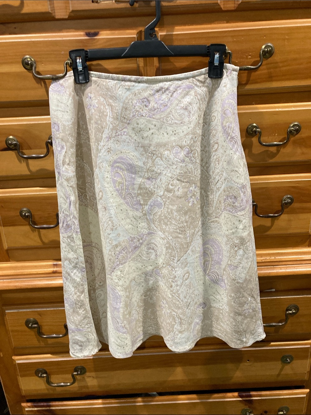 Nine & Co. Cream Paisley A-Line Skirt with Lavender Accents